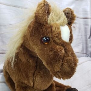 Vintage Douglas Chestnut Brown Tan Horse 12 Inch Plush Stuffed Animal Pink Tag